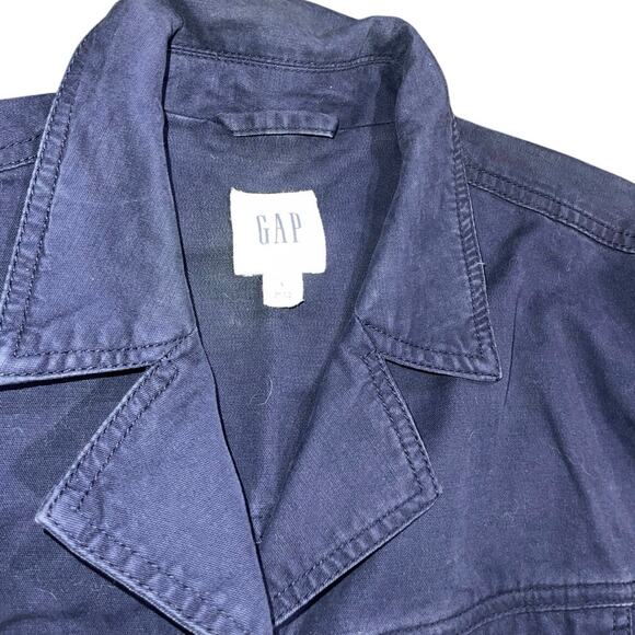 Gap Womens Snap Front Navy Chino Pocket Style Jacket Blazer Size Large Preppy - Picture 3 of 5